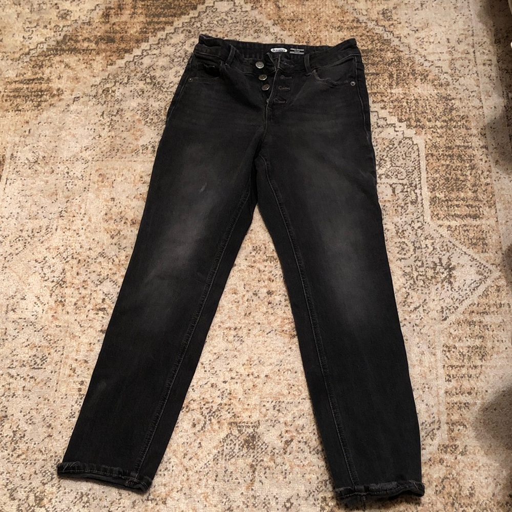 Old Navy Washed Black Boyfriend Jeans with Button-Fly